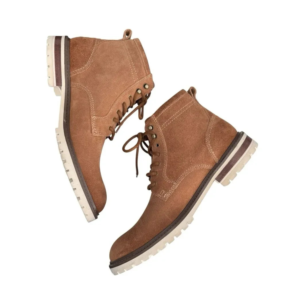 Johnston & Murphy Men's Barrett Plain Toe Boots Tan Leather Men’s 11M